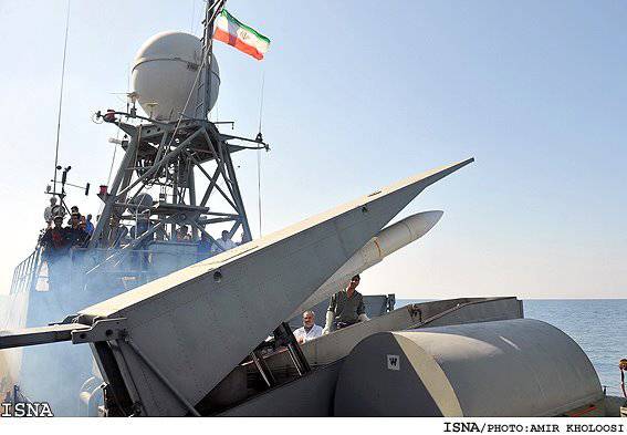 The Iranian missile boat with a missile system Merhab