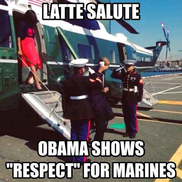Пользователи Twitter высмеяли Барака Обаму за воинское приветствие со стаканом