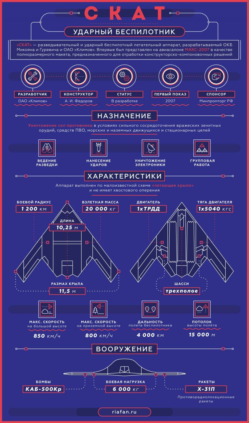 Разведывательно-ударный БПЛА «Скат». Инфографика