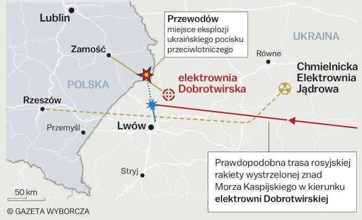 L'édition polonaise a publié un schéma de vol du missile ukrainien de défense aérienne S-300 en direction de la Pologne