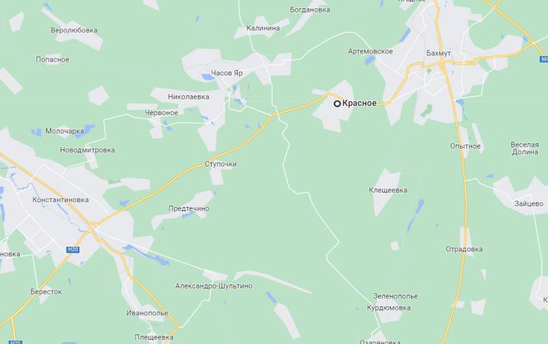 Российские штурмовые отряды вышли на окраину села Красное и близки к получению физического контроля над дорогой Артёмовск-Константиновка