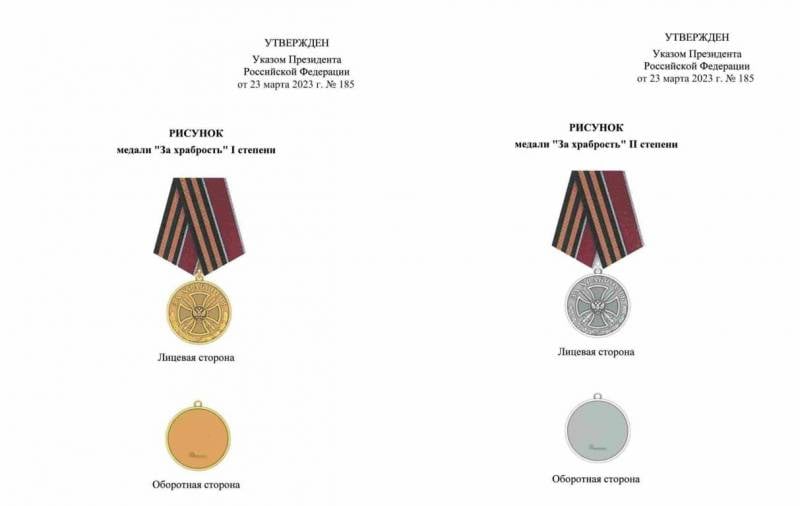 New medal design shown «For bravery», established by the President of Russia