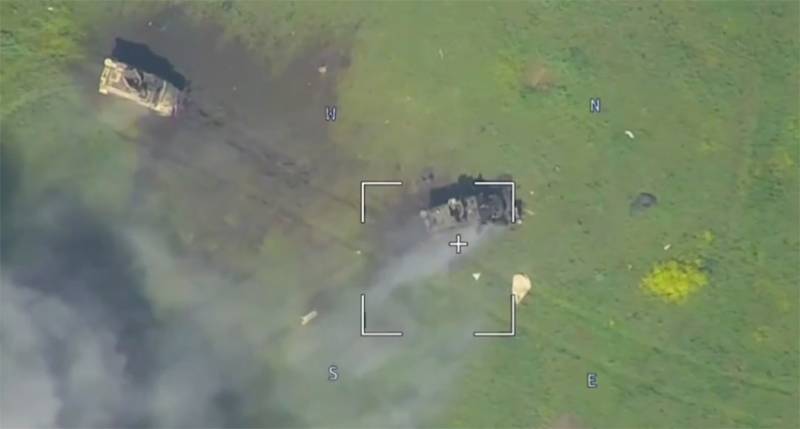 Footage of the detonation of the American armored vehicle Oshkosh M-ATV of the Armed Forces of Ukraine in a minefield is shown