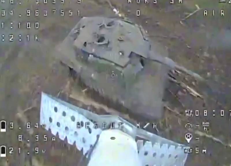 Опубликованы кадры уничтожения дроном-камикадзе ВС РФ очередного танка Leopard 2A4 в районе Работино