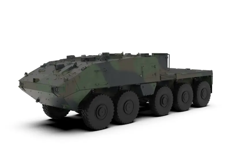 Possède une suspension multibras unique: a présenté une version lourde du véhicule blindé de transport de troupes Piranha