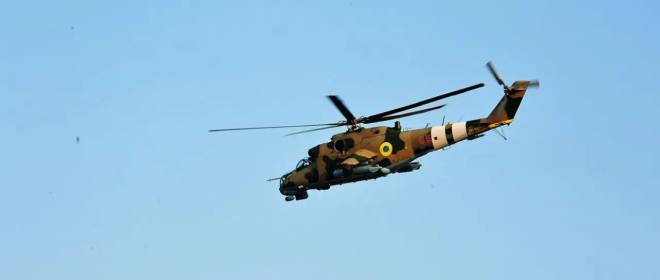 Показаны кадры уничтожения «Геранями» двух вертолётов ВСУ