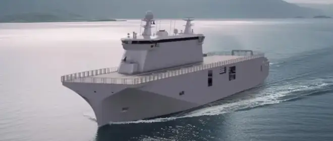 A new multi-role ship capable of carrying various types of drones has been unveiled at DIMDEX 2024 in Qatar.