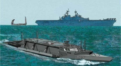 The concept of a "folding" landing boat for the US Navy