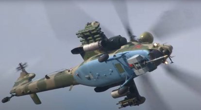 在防空火力下，Mi-28NM直升机在乌克兰武装部队的过境点用“产品305”击中目标