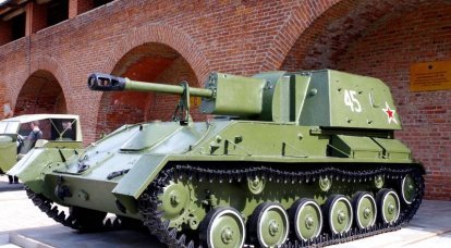 Installazione artiglieria semovente SU-76. infografica