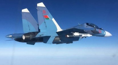 Russian and Belarusian Su-30SM fighters conducted joint patrols of the state border of Belarus
