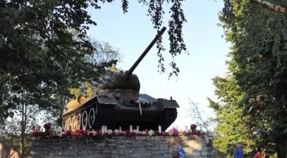 纳尔瓦的居民在 T-34 纪念碑曾经矗立的地方献花