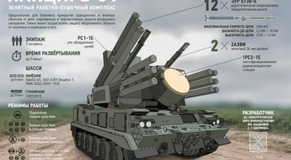 Зенитный ракетно-пушечный комплекс "Панцирь-С1". Инфографика