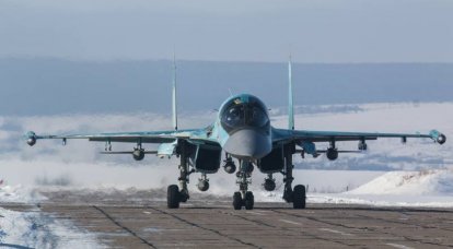 Día de invierno en el aeropuerto con el Su-34.