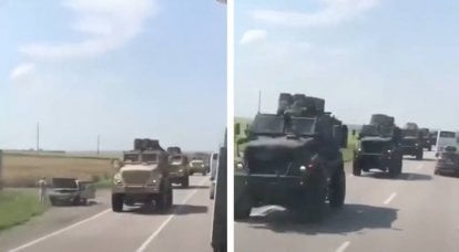È apparso un filmato che mostra il movimento di una colonna di veicoli corazzati MaxxPro consegnati alle forze armate ucraine
