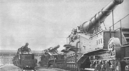 Pistoale pe un transportator feroviar. Tunuri franceze de 340 mm M 1881, M 1884, M 1893 și M 1912