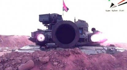 Т-90 с «красными глазами» на позиции сирийских войск