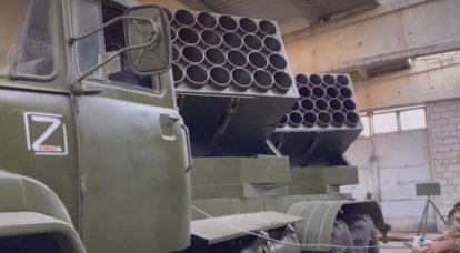 The work of the Cheburashka MLRS to eliminate militants hiding in the forest is shown