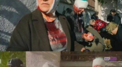 कीव में रूसी हमलों के "पीड़ित" लाल सिरप के साथ लिप्त वीडियो पर पकड़ा गया