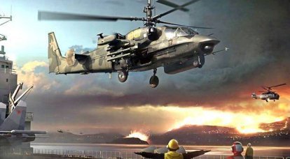 Ударный «Катран»: боевые вертолеты Ка-52 взлетают с палубы «Кузнецова»