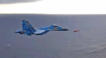 Ucraniano Su-27 escoltou um míssil de cruzeiro Netuno
