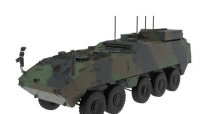 Tiene una suspensión multibrazo única: se presenta una versión pesada del vehículo blindado de transporte de personal Piraña