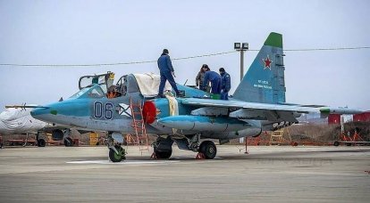 Пара палубных штурмовиков Су-25УТГ перелетела в Крым на аэродром Саки