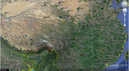 China’s military sites on Google Earth satellite imagery