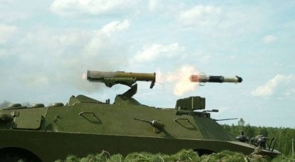 The defeat of the ATGM Ukrainian MT-LB with militants "on the armor" hit the frame