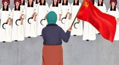 Rudý prapor v rukou babičky je symbolem osvobození Ukrajiny