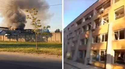 Továrna Motor Sich na Ukrajině hořící po raketovém útoku zachycená na videu