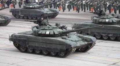 T-72Б3 da nova modificação no ensaio do desfile em Alabino