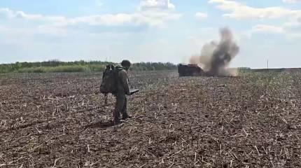 Более 1000 мин за сутки: показаны кадры работы робототехнического комплекса «Уран-6» в Курской области