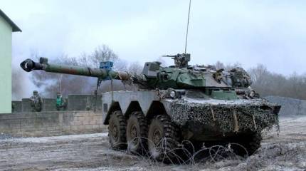 Уничтожение французского колёсного танка AMX-10RC ВСУ огнем российской артиллерии попало в кадр