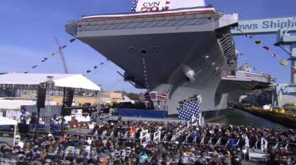 Новейший авианосец USS John F. Kennedy (CVN 79) официально спущен на воду