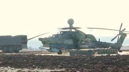 Российские военные показали работу вертолётов Ми-28Н «Ночной охотник» по бронетехнике ВСУ