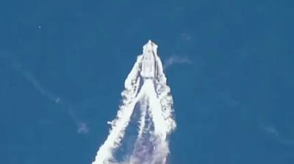 Показано видео поражения украинского БЭКа дроном в Чёрном море - боезаряд не сдетонировал
