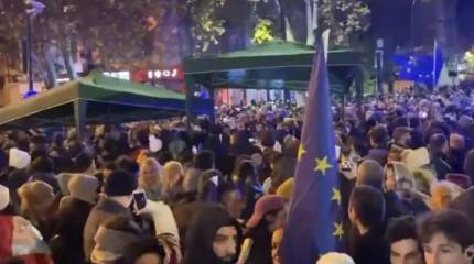 С помощью водомёта грузинские правоохранители потушили костры перед университетским зданием – европротесты в Грузии продолжаются