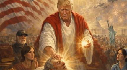 Трамп опубликовал картинку, где он в образе Иисуса Христа исцеляет больных