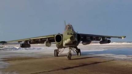 Минобороны РФ показало боевую работу экипажей штурмовых самолетов Су-25 на малых высотах