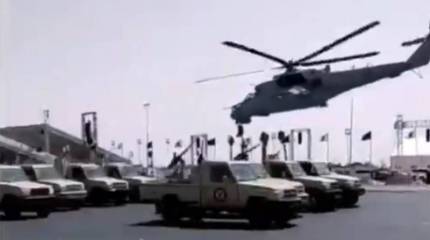 Полёт ударного вертолёта Ми-24 на крайне малой высоте сняли на видео в Ливии