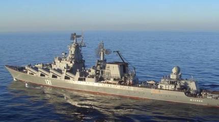 Флагман ЧФ крейсер «Москва» впервые вышел на учения после ремонта