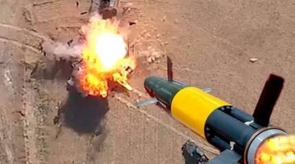 Попытка украинского танка уйти от 152-мм корректируемого снаряда «Краснополь» не увенчалась успехом