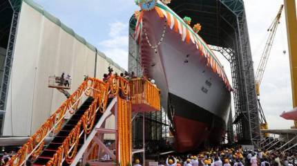 В Индии спустили на воду головной фрегат нового проекта 17А