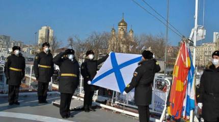 На новейшем корвете «Герой Российской Федерации Алдар Цыденжапов» поднят Андреевский флаг
