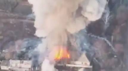 Дрон снял взрыв склада боеприпасов ВСУ после удара БПЛА