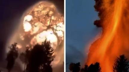 Снятые местными жителями кадры подтверждают уничтожение военного объекта с десятками тонн боеприпасов близ Хмельницкого