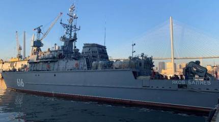 На корабле противоминной обороны «Яков Баляев» поднят Андреевский флаг