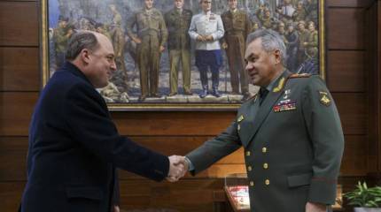 Рукопожатие министров обороны России и Британии состоялось на фоне полотна с союзниками у поверженного Рейхстага