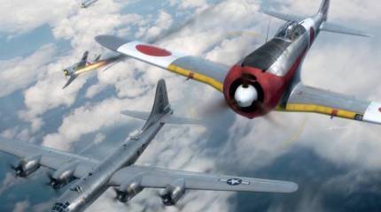 Одномоторные японские истребители против дальних американских бомбардировщиков  В-29